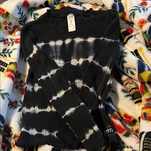 Justice Black and White Tie-Dye Sweater
